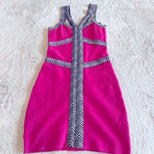 Hot Pink Zebra Bondage Mini CockTail Dress